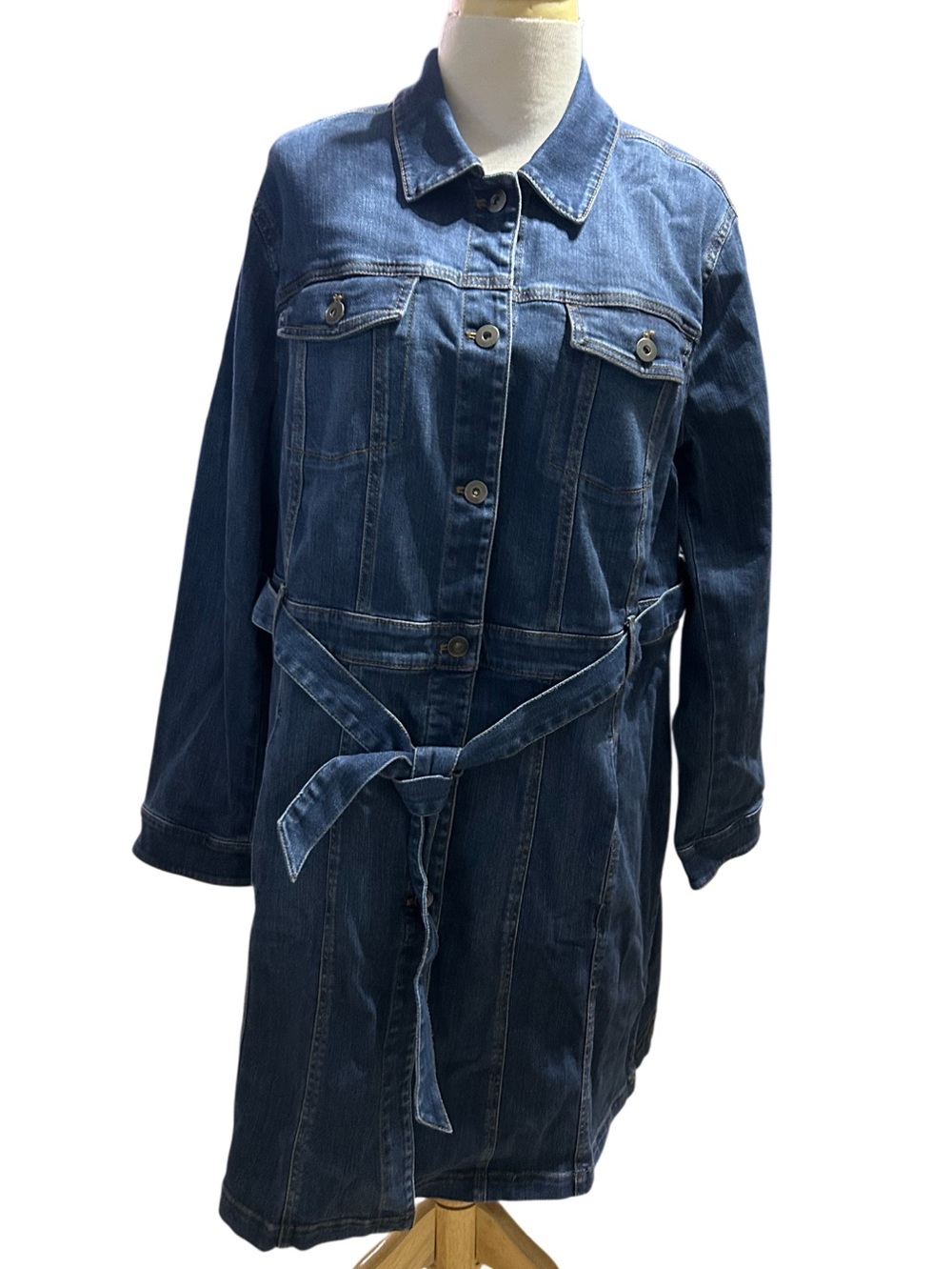J. Jill Denim Button Down Long Sleeve Belted Dress Size XL NWT